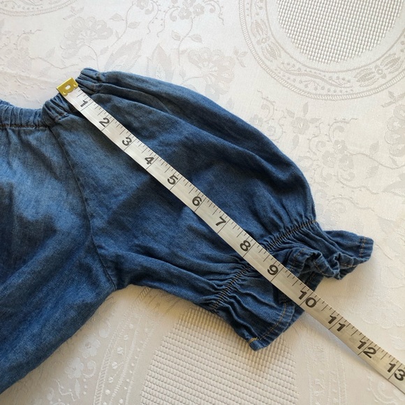 Knit Works Denim Off The Shoulder Cropped Top Girls Size S (7-8) Short Sleeves - Picture 16 of 16